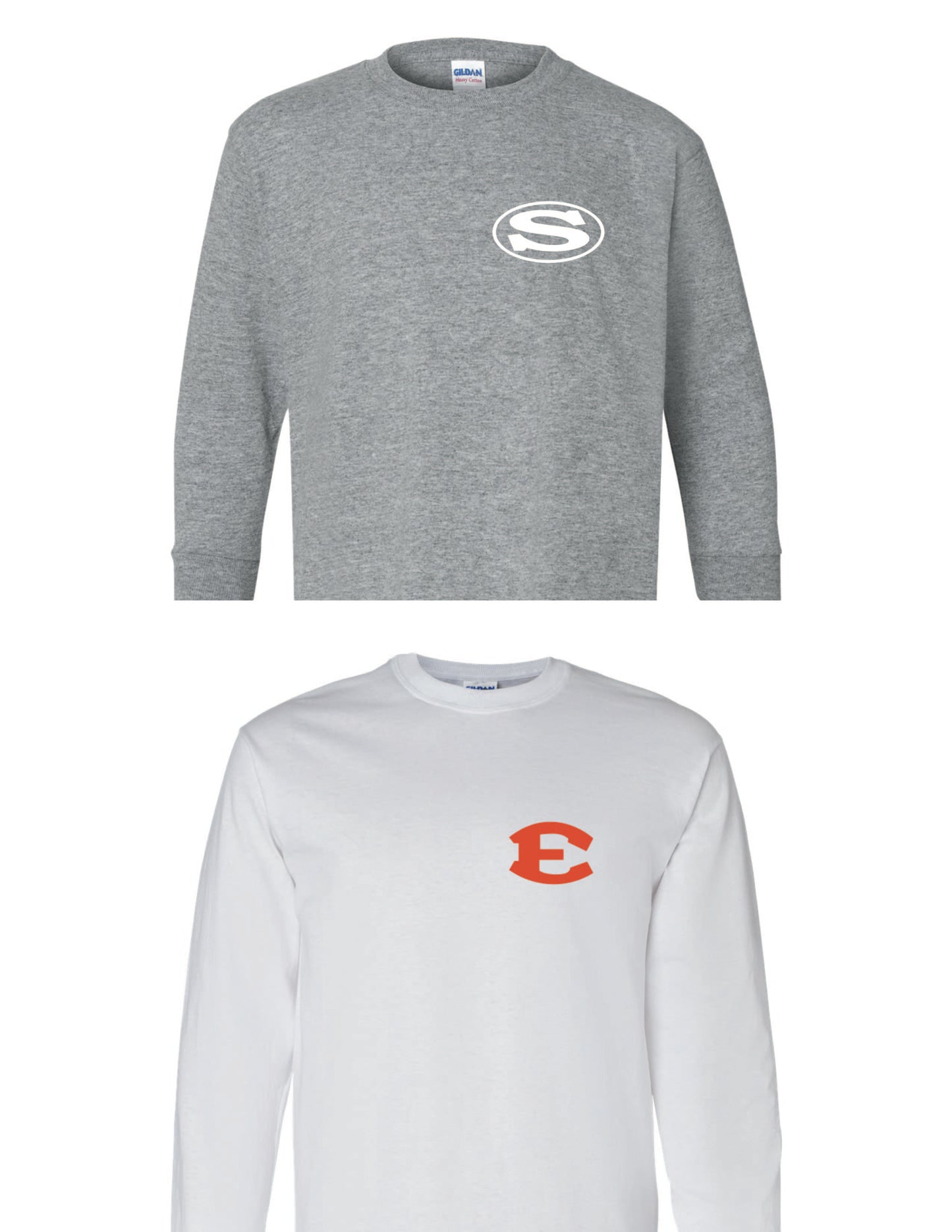 ADULT **Long Sleeve School Shirts (BUNDLE of 5 GILDAN HEAVY COTTON)